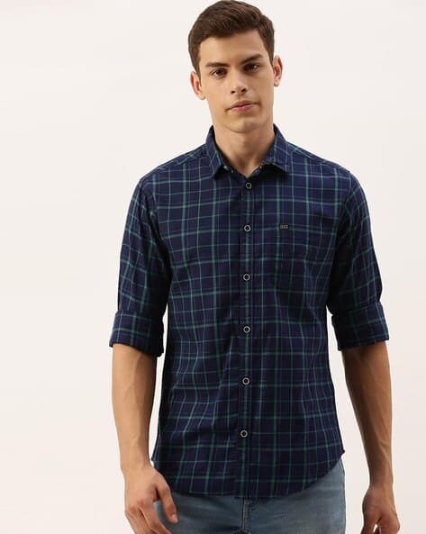 Buy Navy Blue \u0026 Green Shirts for Men by 