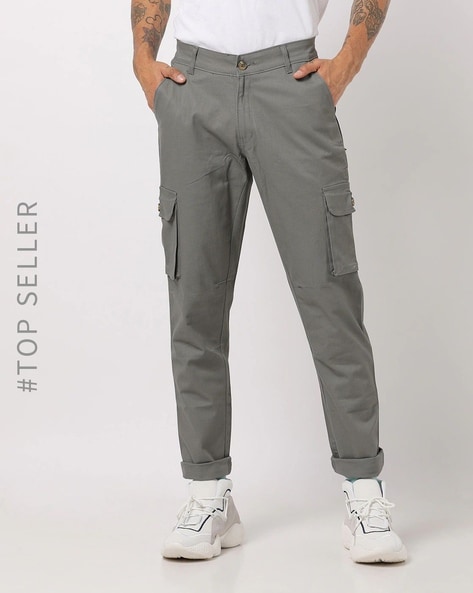 Mymo Cargo Pants light grey Rivet elements Fashion Trousers Cargo Pants 