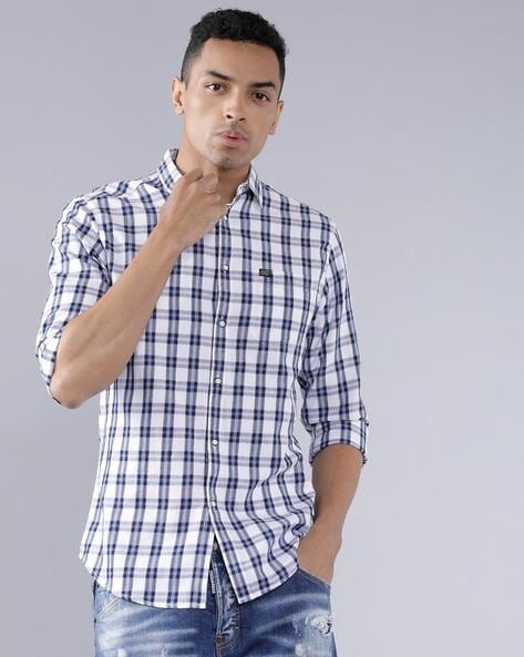 THE INDIAN GARAGE CO Checked Slim Fit Shirt with Patch Pocket