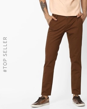 Classic Polo Mens Cotton Solid Slim Fit Brown Color Trouser  Tn239 A