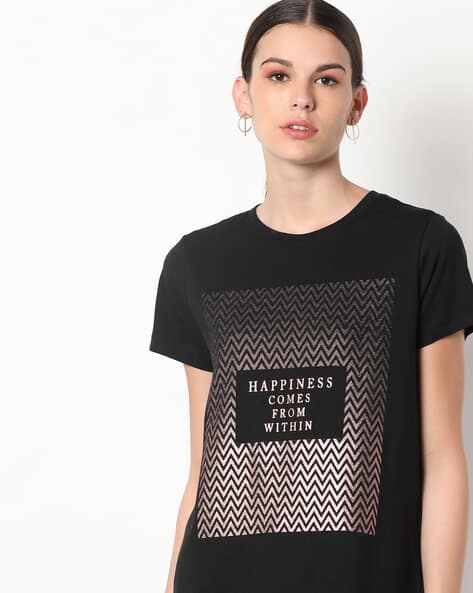 Buy Jet Black Tshirts for Women by DNMX 
