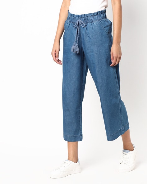 Buy Denim Mid-Rise Culottes with Belt Online at Best Prices in India -  JioMart.