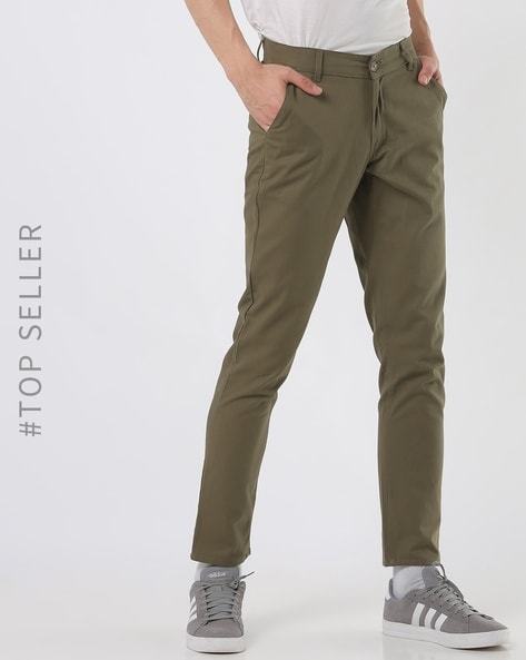 Buy Louis Philippe Olive Green Slim Fit Checks Trousers for Mens Online   Tata CLiQ