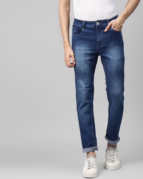 mens mid wash slim jeans