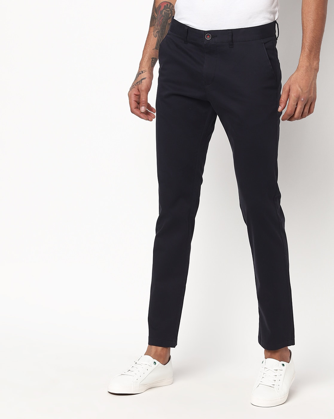 mens black tapered chinos