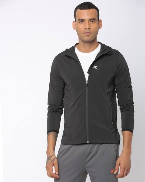 zip front hooded jacket