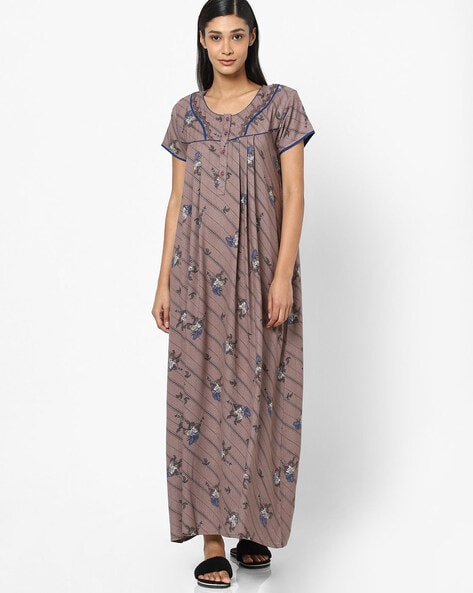 Grey Printed Sleepware Ladies Cotton Nightgown, Half Sleeve at best price  in Ahmedabad