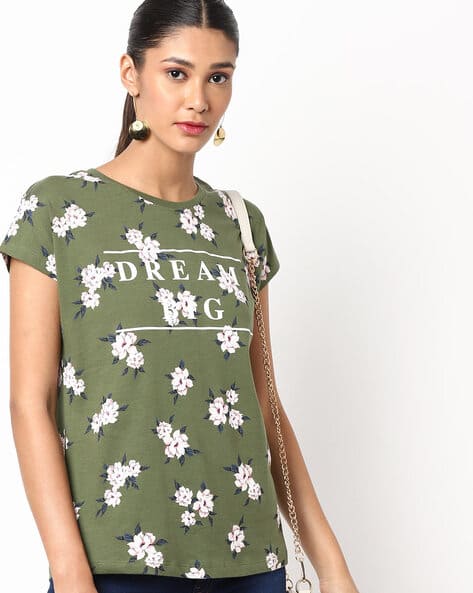 Olive Tshirts for Women by DNMX Online 
