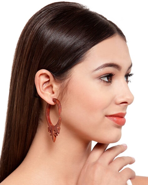 Buy OOMPH Gold Quirky Half Hoop Earrings online