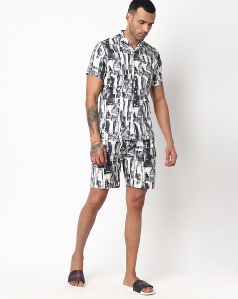 Mens matching print sale shirt and shorts