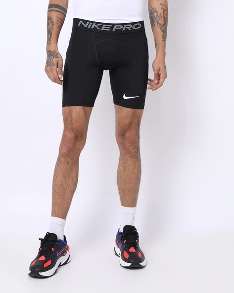 Compression Shorts with Brand Print Waist Band