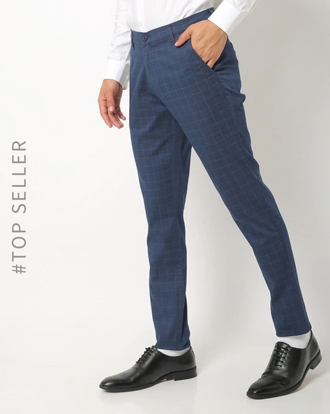Mens Casual Plaid Slim Fit Trousers Formal British Pants Cropped Suit  Trousers | eBay