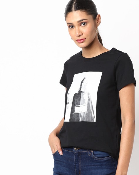 Buy Black Tshirts for Women by DNMX Online