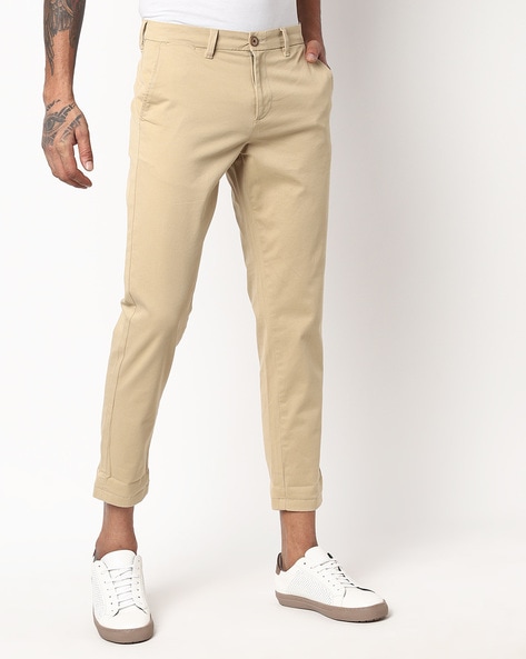 White Cropped Fit Stretch Bowie Chino – JACHS NY
