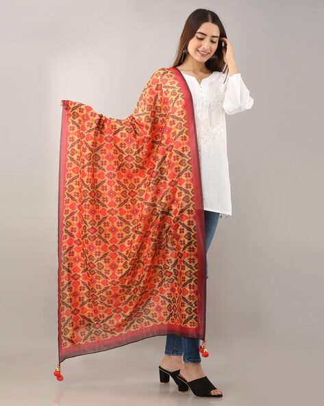 Indian Print Dupatta with Tassels Price in India