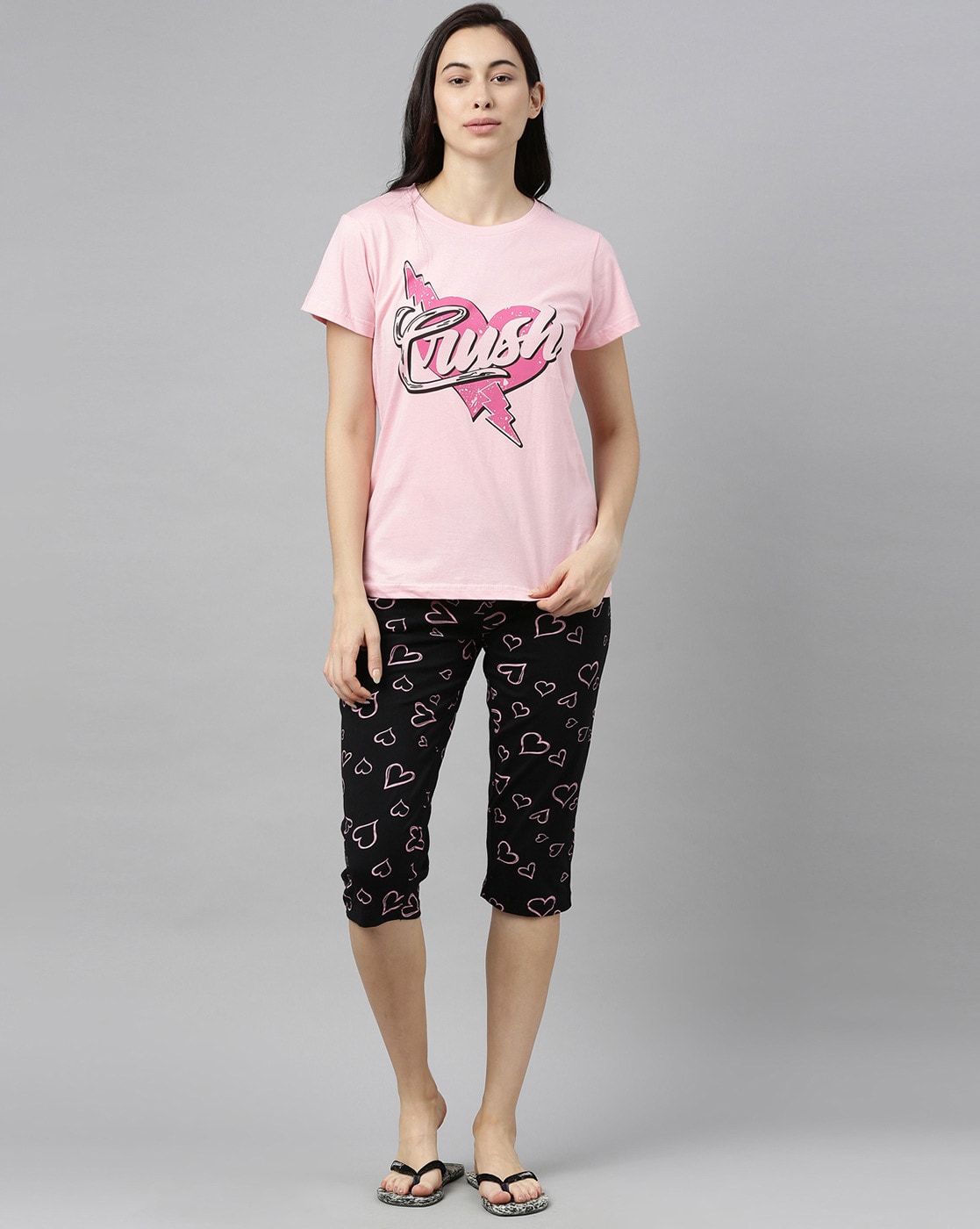 Buy Pink & Black Night&LoungeWearSets for Women by Kryptic Online