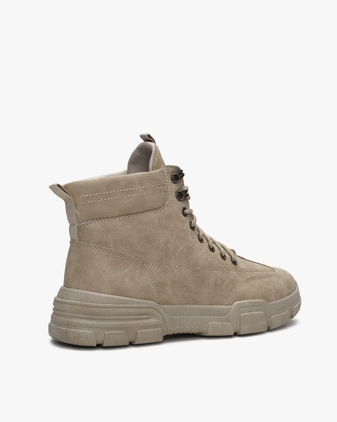 khaki suede boots