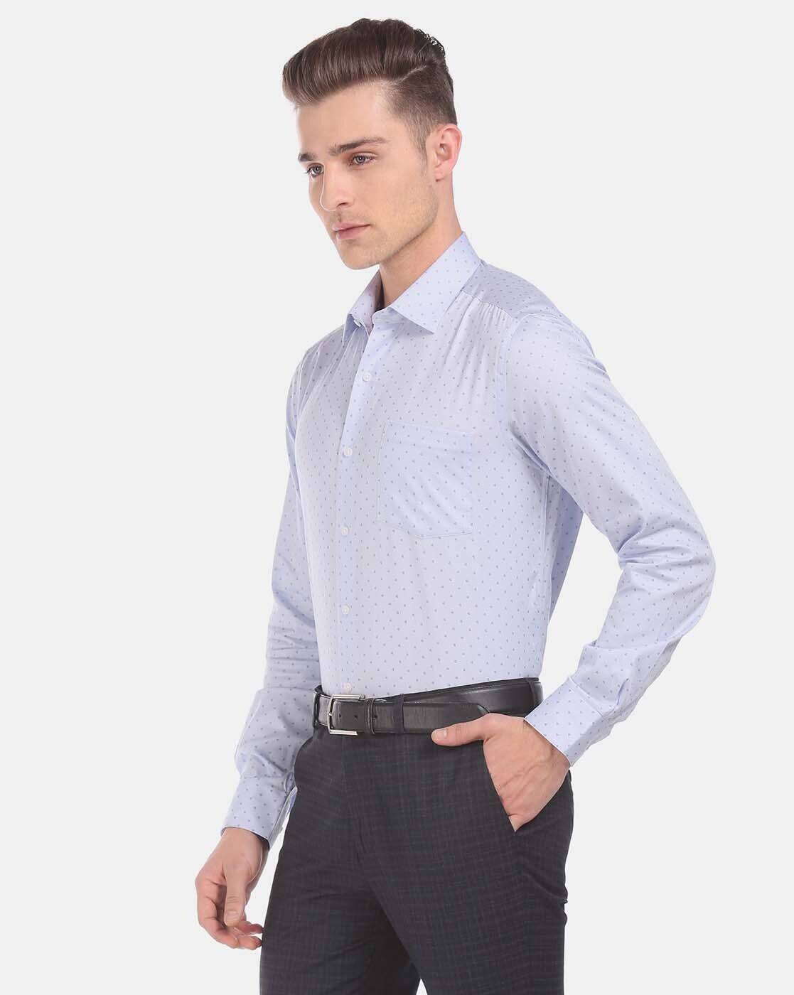 black paint and blue shirt