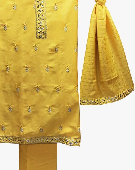 Embroidered Dress Material with Dupatta Price in India