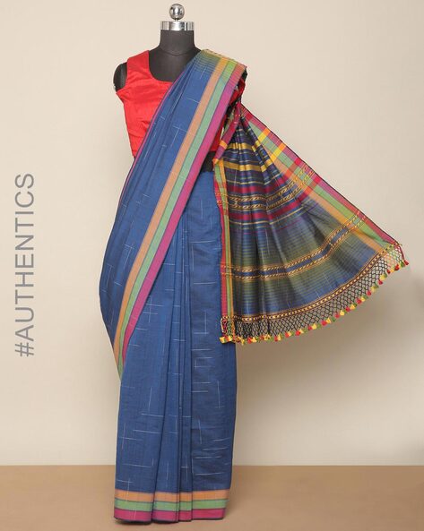Buy Multicolored Handwoven Bhujodi Cotton Saree Online at Jaypore.com