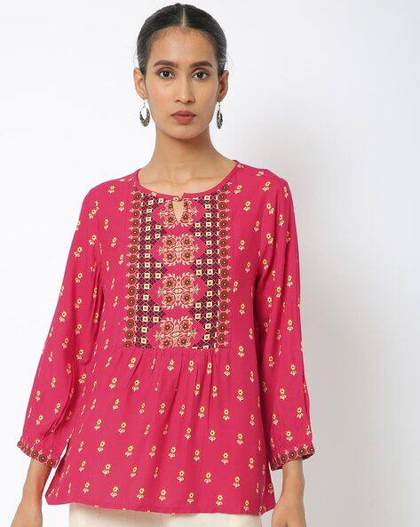 Buy Pink Shirts, Tops u0026 Tunic for Women by Global Desi Online | Ajio.com