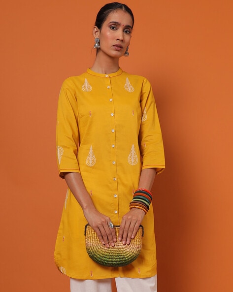 Buy Mustard Yellow Kurtis  Tunics for Women by AVAASA MIX N MATCH Online   Ajiocom