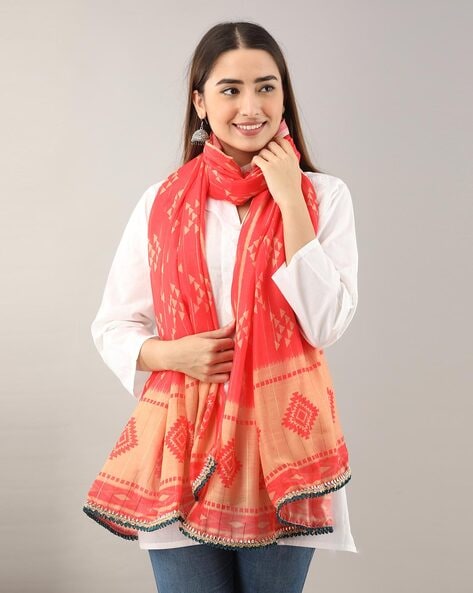 Geometric Print Dupatta with Embellished Price in India