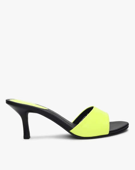 yellow kitten heel sandals