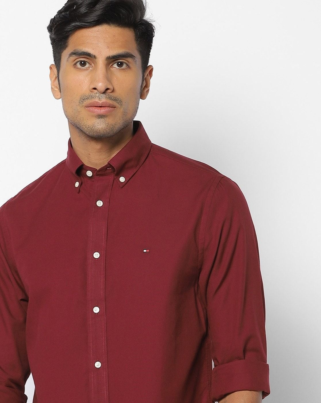 Tommy hilfiger maroon hot sale shirt