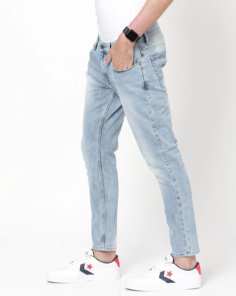 Imperial Shop Online Faded-look straight-leg jeans with abrasions Official  website