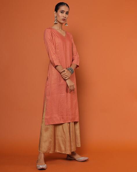 silk straight kurta