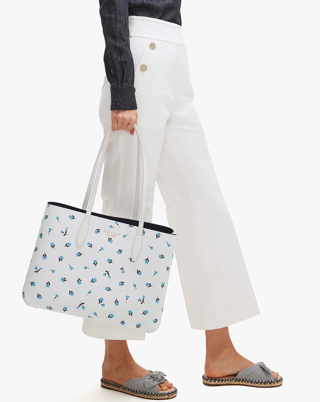 Buy KATE SPADE All Day Dainty Bloom Printed Tote Bag | White Color Women |  AJIO LUXE