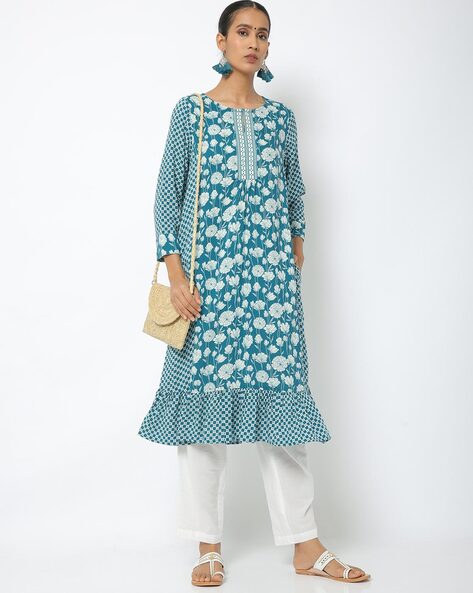 global desi teal kurta