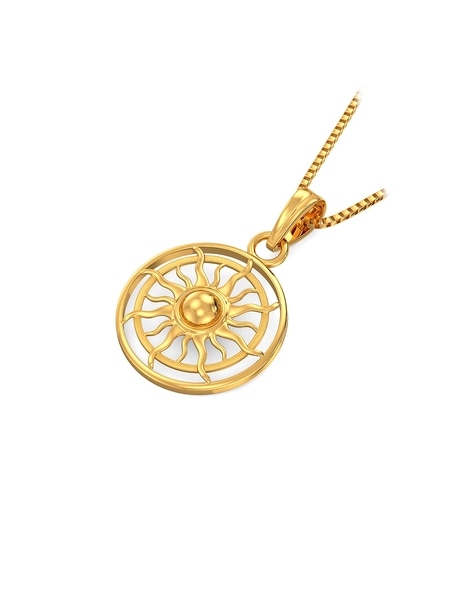 Women's Small Circle Sun Necklace in 14k Yellow Gold – NORM JEWELS