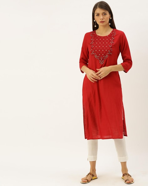 3/4 Sleeve Fancy Anarkali Style White Kurti For Ladies, S TO XXL at Rs 650  in Mumbai
