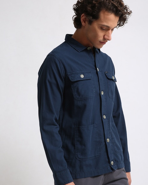 navy blue shacket