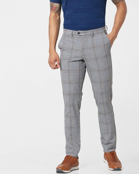 Buy Jack  Jones Grey Solid Cotton Trousers for Men Online  Tata CLiQ