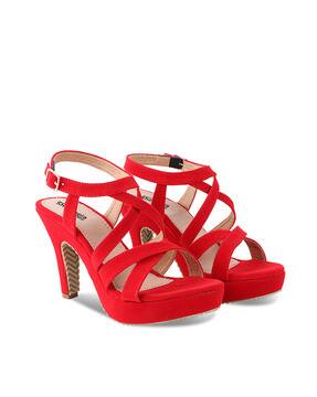 Buy Red Heeled Sandals for Women by 