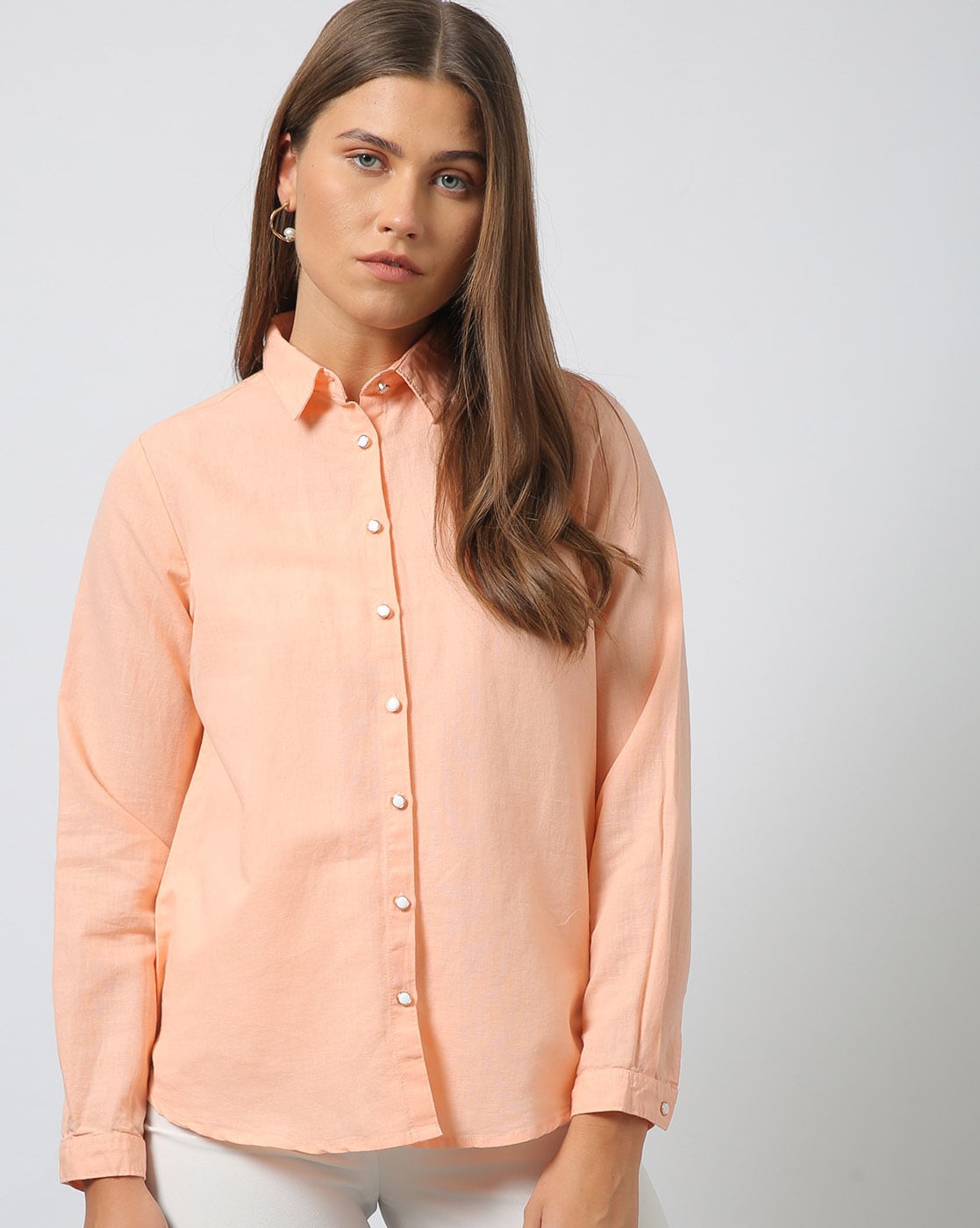 Buy Peach Shirts for Women by Outryt ...