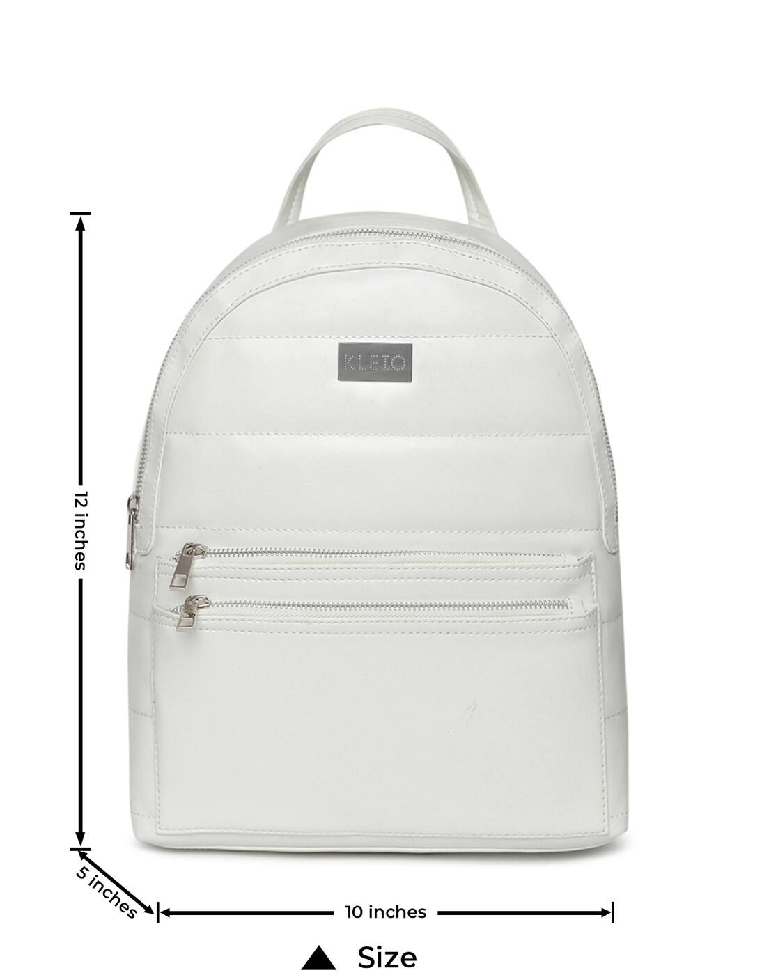 white faux leather backpack