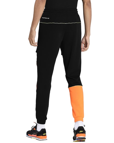 Crownly Track Pant Black with orange and white strip