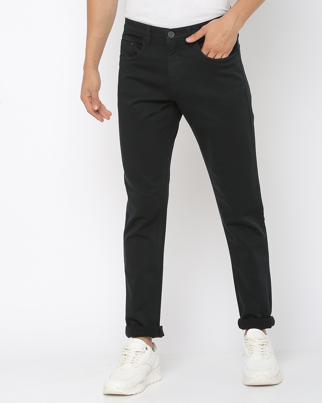Buy Flat-Front Tapered Fit Trousers Online at Best Prices in India -  JioMart.