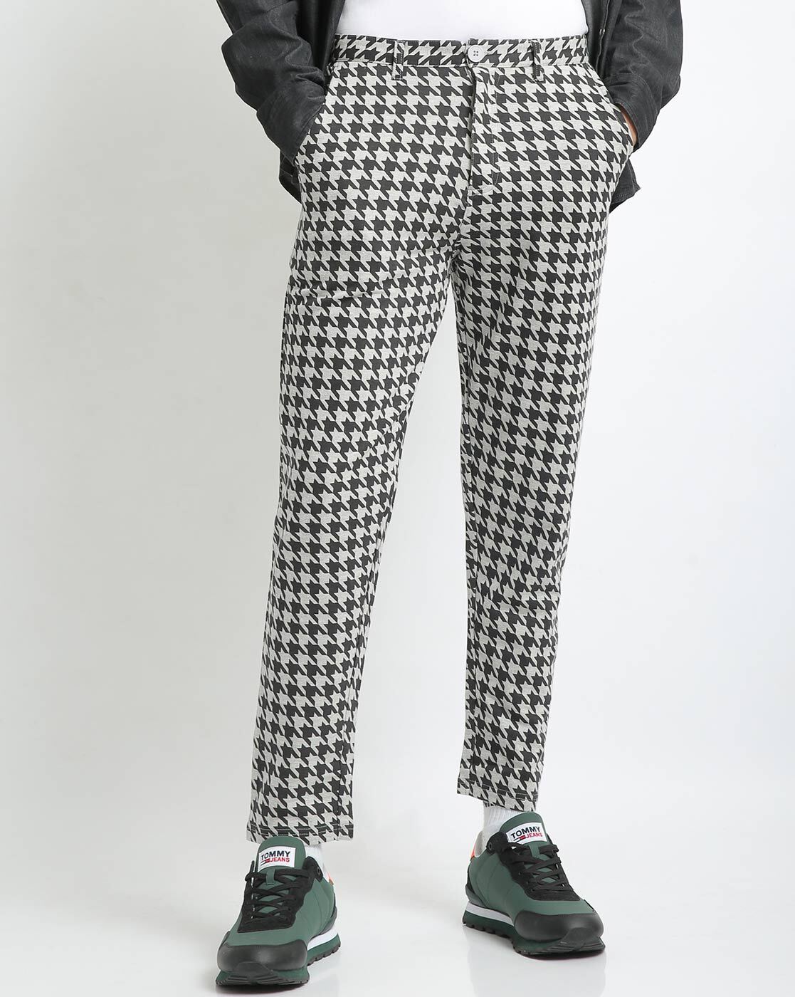 The Power For The People Houndstooth rearzip Tapered Trousers  Farfetch