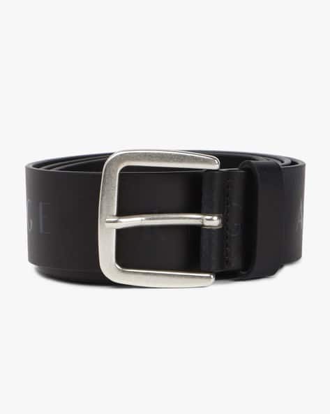 ARMANI EXCHANGE Leather Logo Print Belt with Pin-Buckle Closure