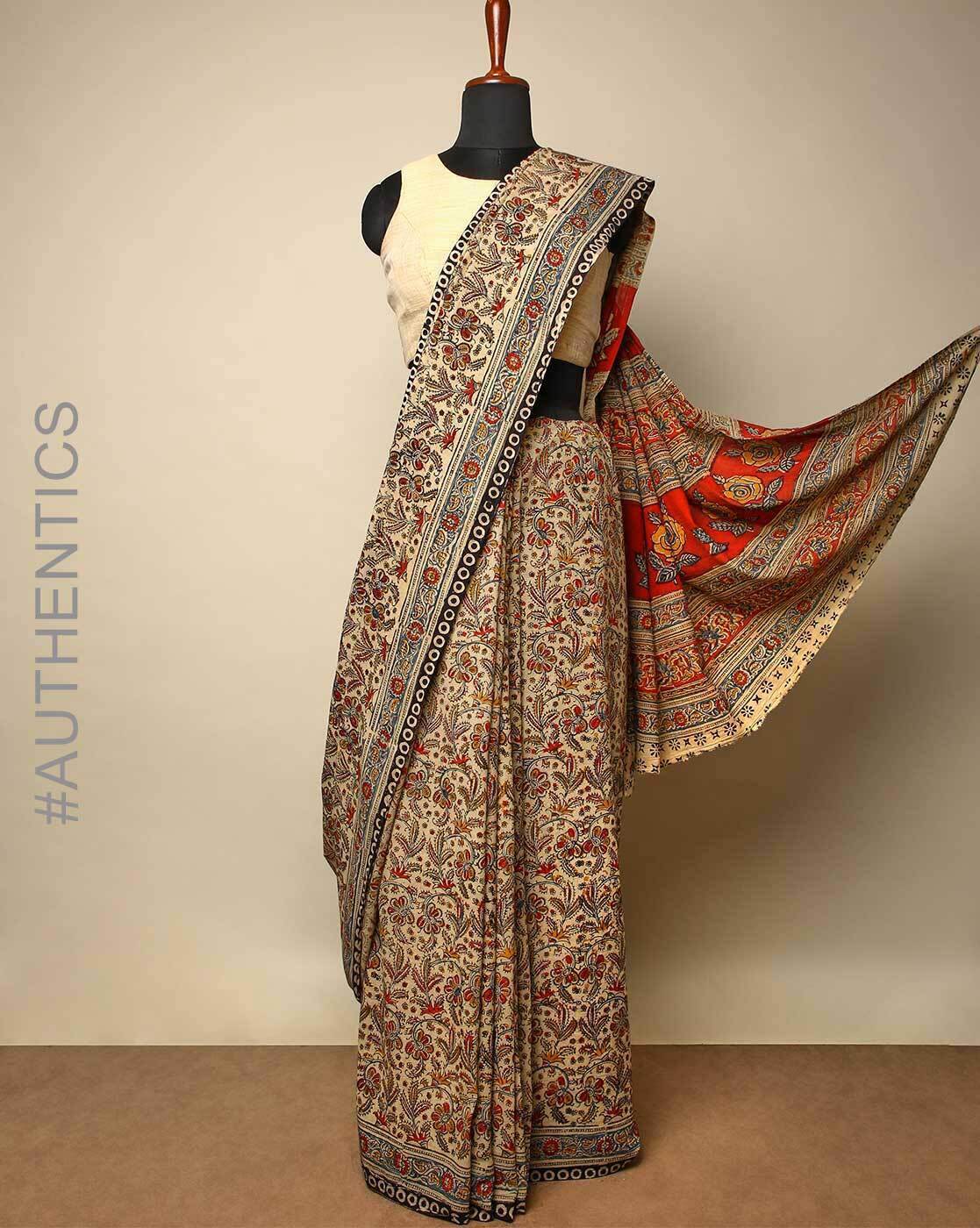 Red Printed Kalamkari Batik Print saree, 6.3 m (with blouse piece), Hand  Made at Rs 499/piece in Bagru