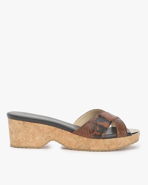 Snakeskin discount sandals wedge