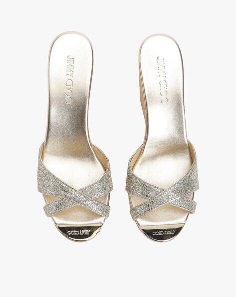 Jimmy Choo Jaxon Glitter Sandals in White | Lyst