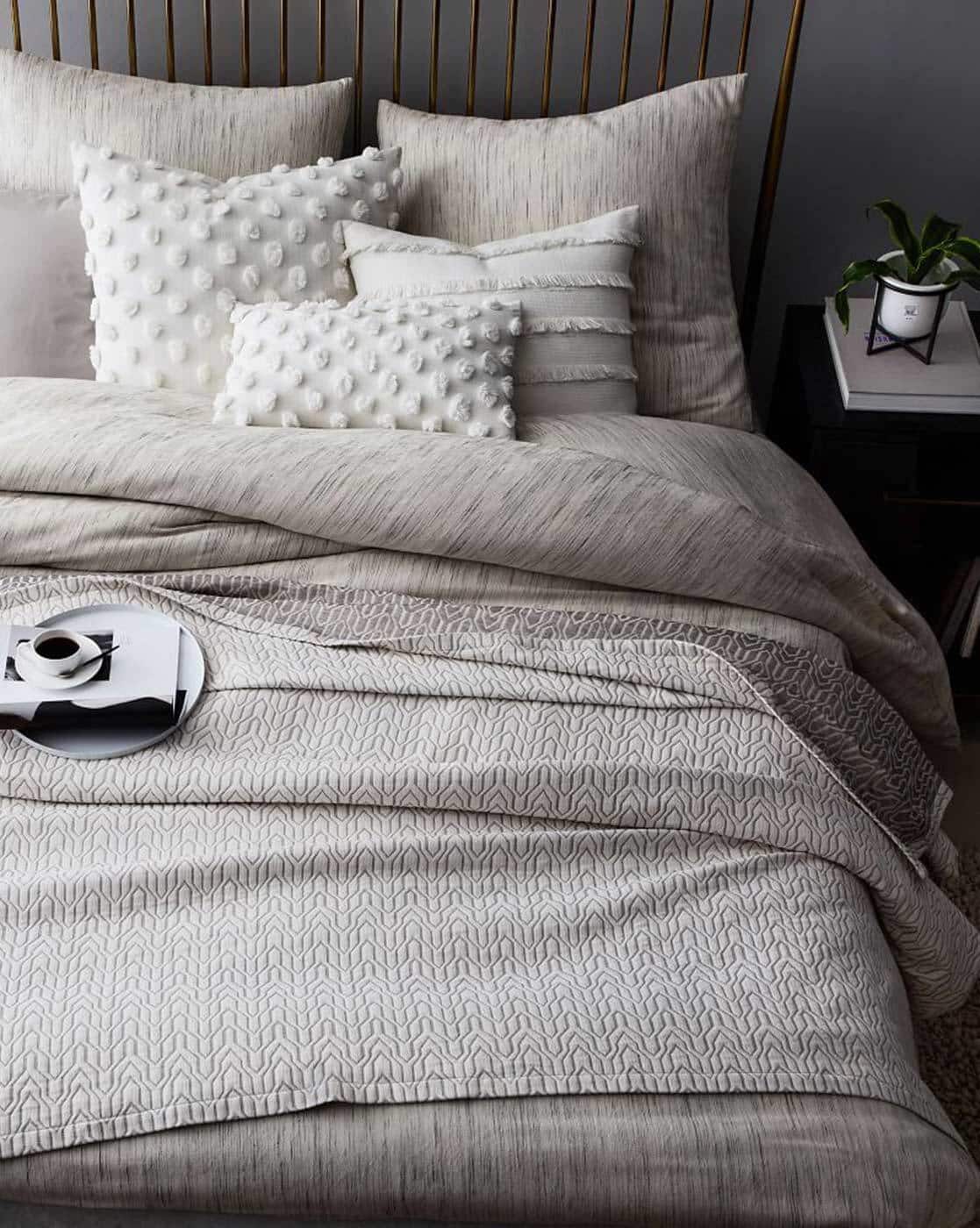 Buy West Elm Washed Melange Jacquard King-Size Duvet Cover Off