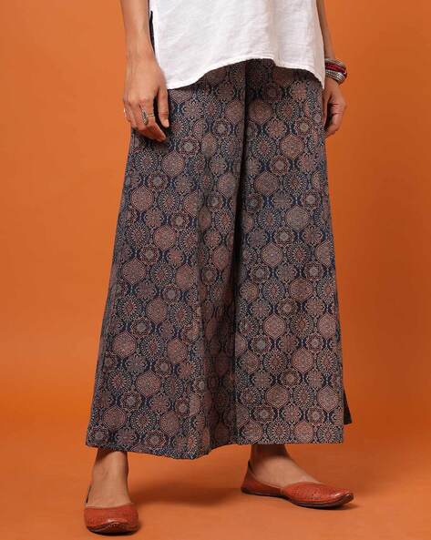 Women Azrak Print Cambric Semi-Elasticated Palazzos with Slip Pocket Price in India