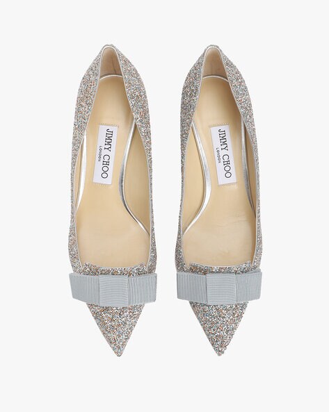 Photo of Shimmery bridal silver jimmy choo heels